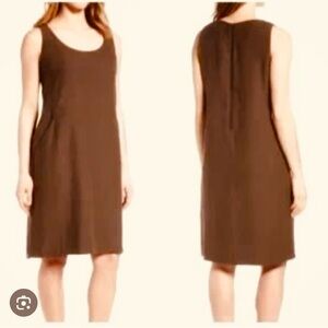 Ny Sake linen dress in natural tan size 8 sheath dress : Box L03: